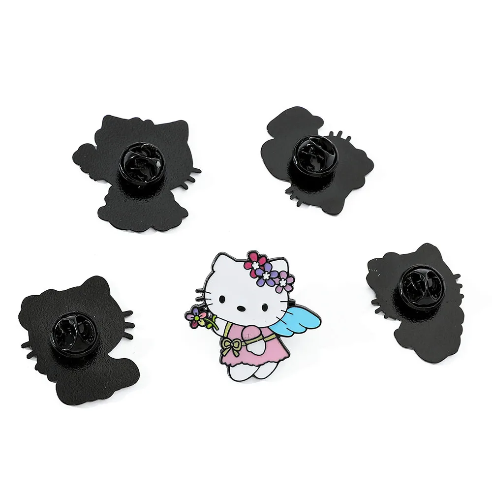 5 Pcs Cute cartoon Soft Cute kt Cat Brooch Sanrio Metal Badge Cute Cat Alloy Drop Oil Pin accessory