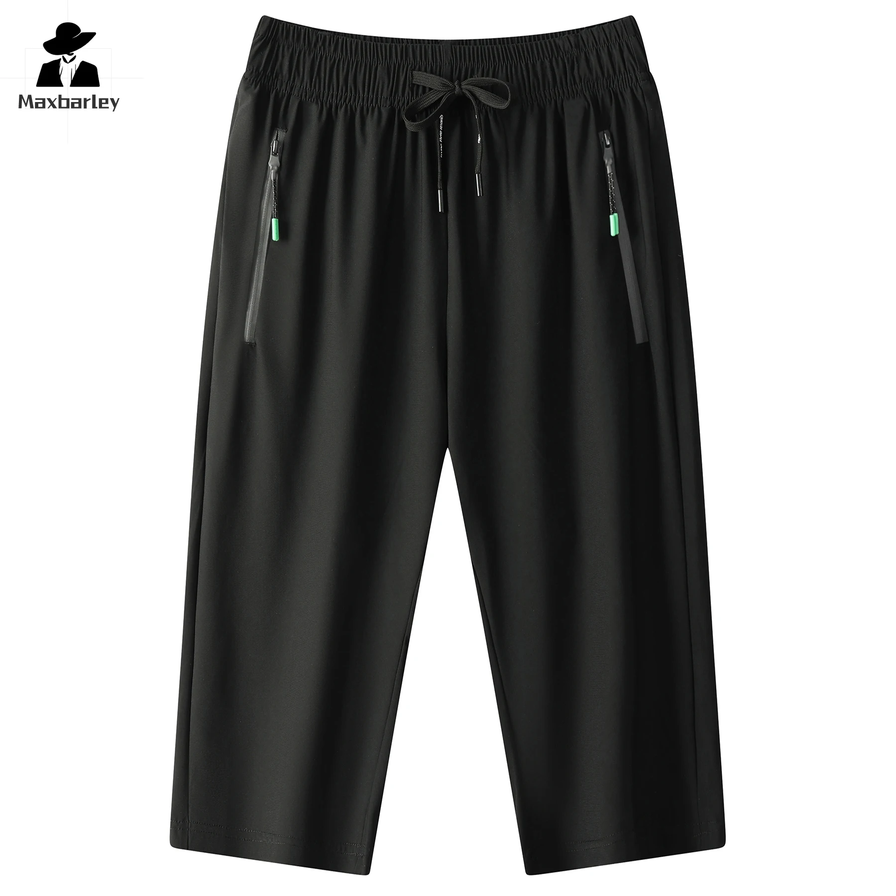 Ice Silk Shorts Men's Summer Thin Casual Nylon Capri Pants Fashionable Loose Zipper Pocket Sports Plus Size Men's Shorts Bermuda