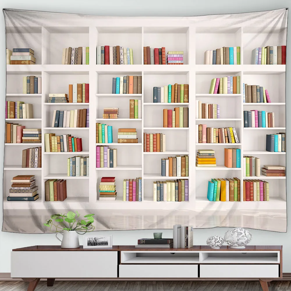 

Library Vintage Tapestry Bookshelf Book Bookstack Magic Witch Room Universe Bedroom Wall Hanging Living Room Tapestry Screen