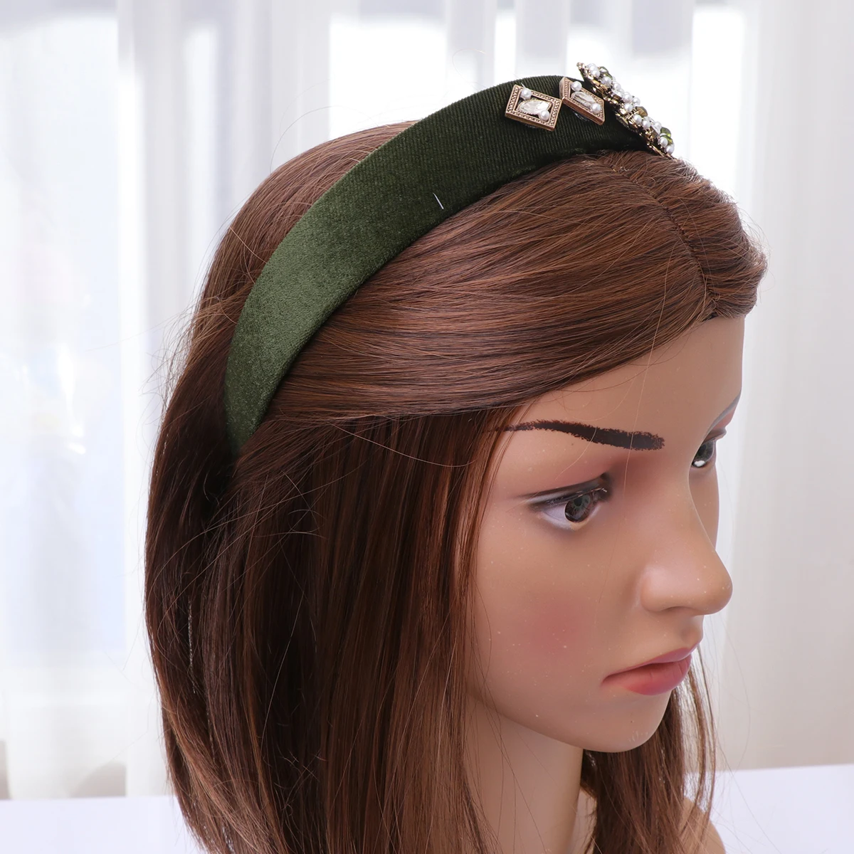 

Rhinestone Hair Hoop Pearl Women Green Fashion Headb Girls Accessories Long Lasting Use Perfect Gift Hair Tool