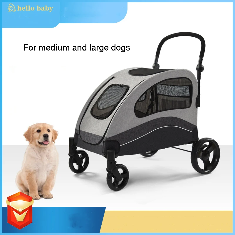 Hello Baby Pet Stroller Lightweight Folding Stroller For Pet Dog Pull Cart Large Space Within 60Kg Pet Dog