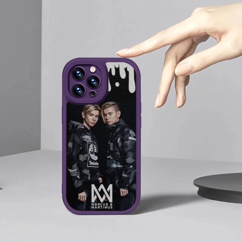 Marcus And Martinus Phone Case Purple For IPhone 14 11 13 12 Pro Max Mini Xs X Xr 7 8 Plus SE2020 Leather Soft Texture Coque