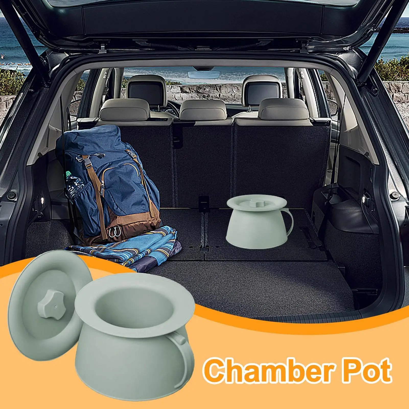 1.5L Chamber Pot Urine Potty With Lid Bedside Urine Collection Container With Handle Older Person's Toilet For Car Camping Home
