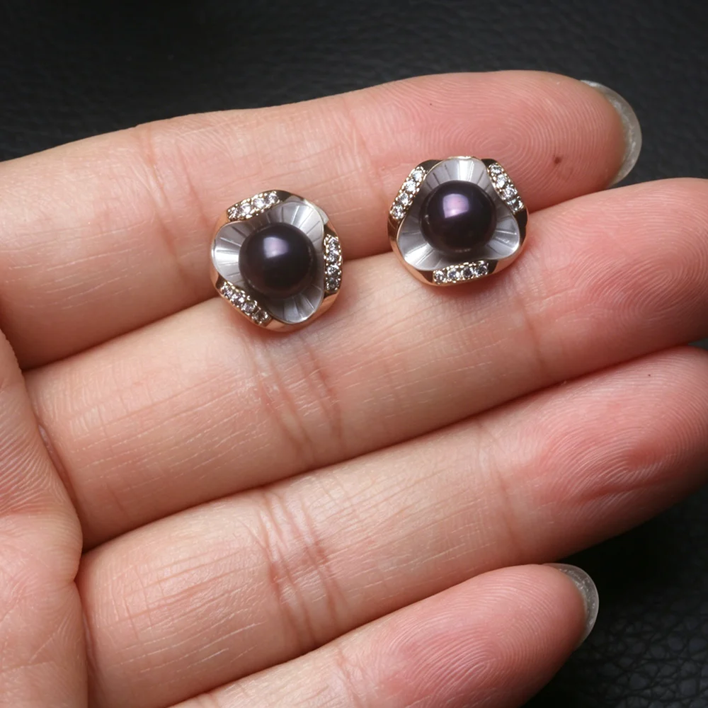Elegante Natürliche Süßwasserperlen-Ohrstecker für Damen, Niedliche 925 Sterling Silber Perlenohrringe, Geschenk für Ehefrau, Mutter zum Geburtstag, Weiß – Detail 5