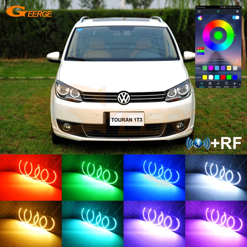 

Для Volkswagen VW Touran 1T3 2010-2014 2015 Bluetooth APP дневной свет ультра яркий многоцветный RGB светодиодный комплект Angel Eyes Halo Rings
