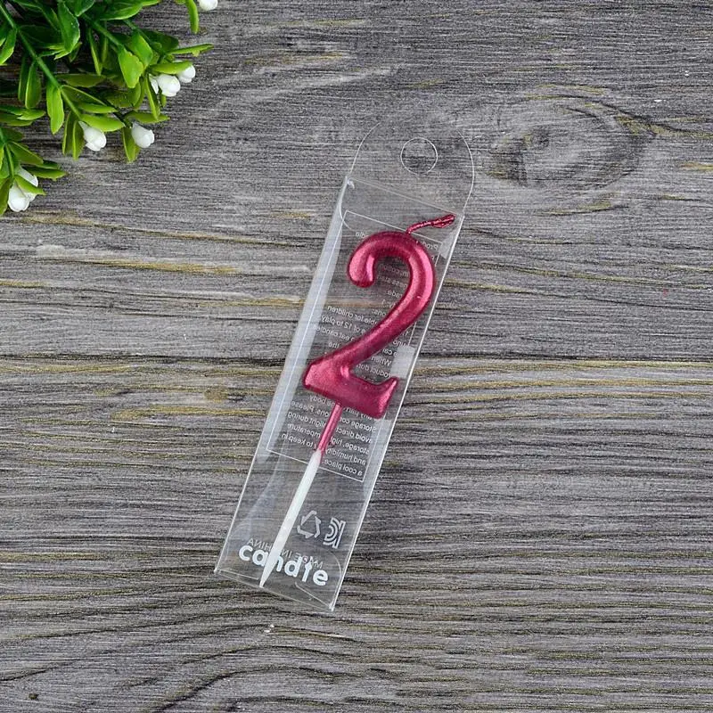 1PC Red Wine Number Birthday Paper Cake Candle Kids Birthday Party Wedding Cake Candle Favor Supplies Cake Decorations