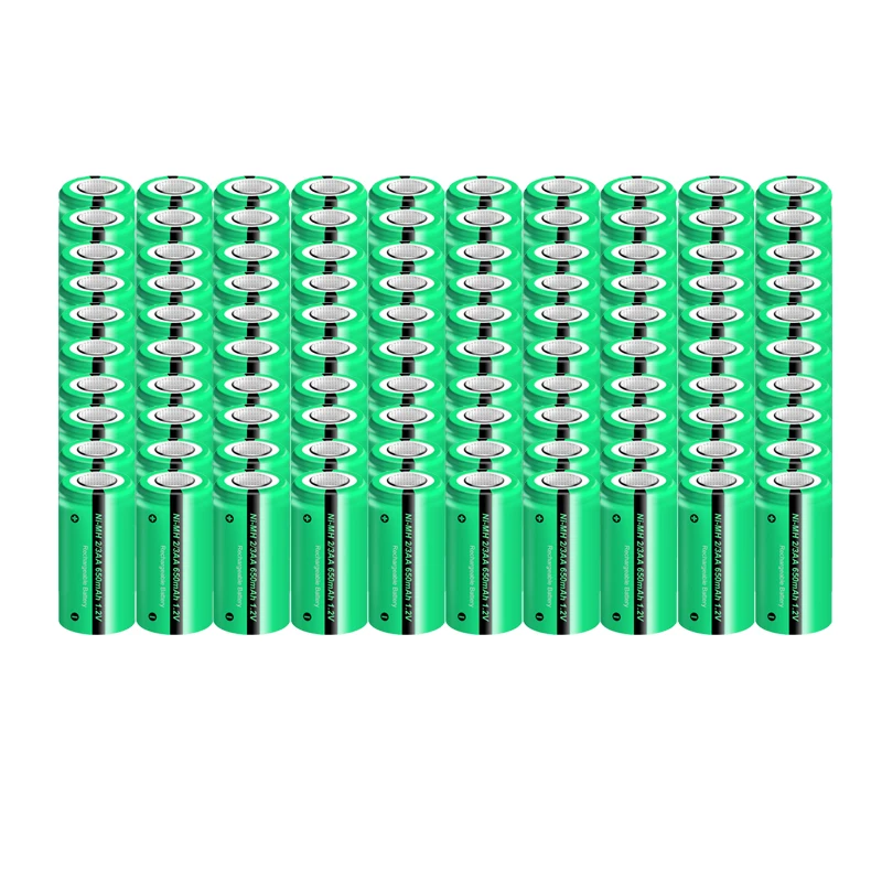 100PCS PKCELL 2/3AA Batteries NIMH Rechargeable Battery 1.2V 650mah Button-Top Battery for Solar Lights Printers