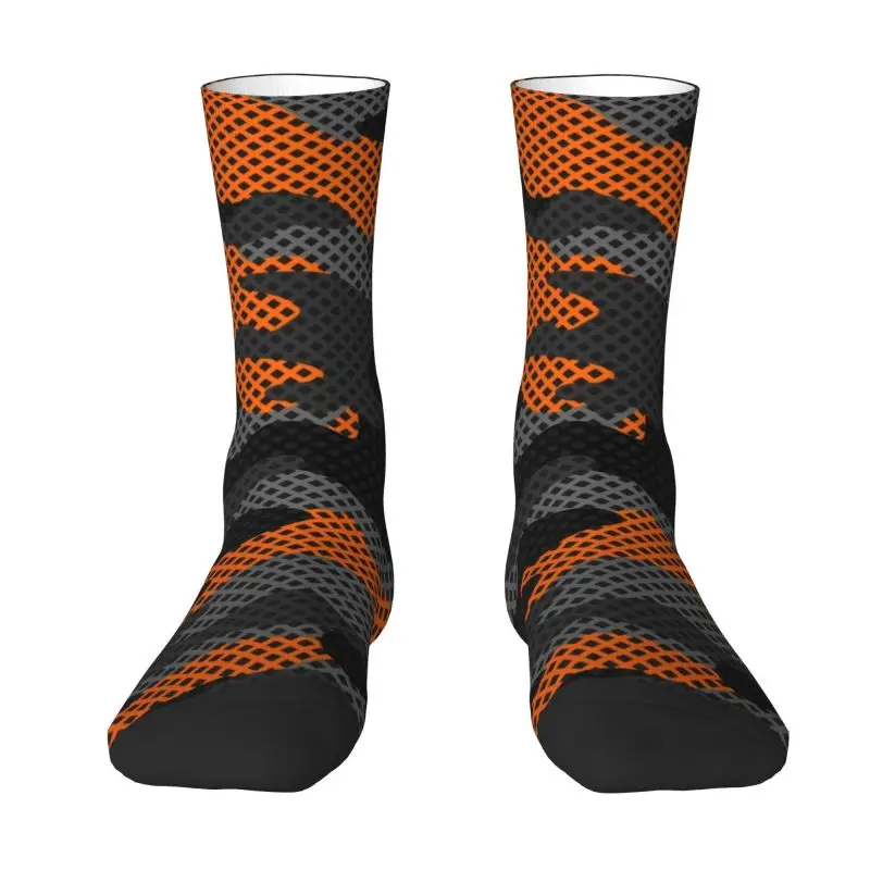 

Camouflage Dark Black Orange Camo Dress Socks Men Women Warm Funny Novelty Crew Socks