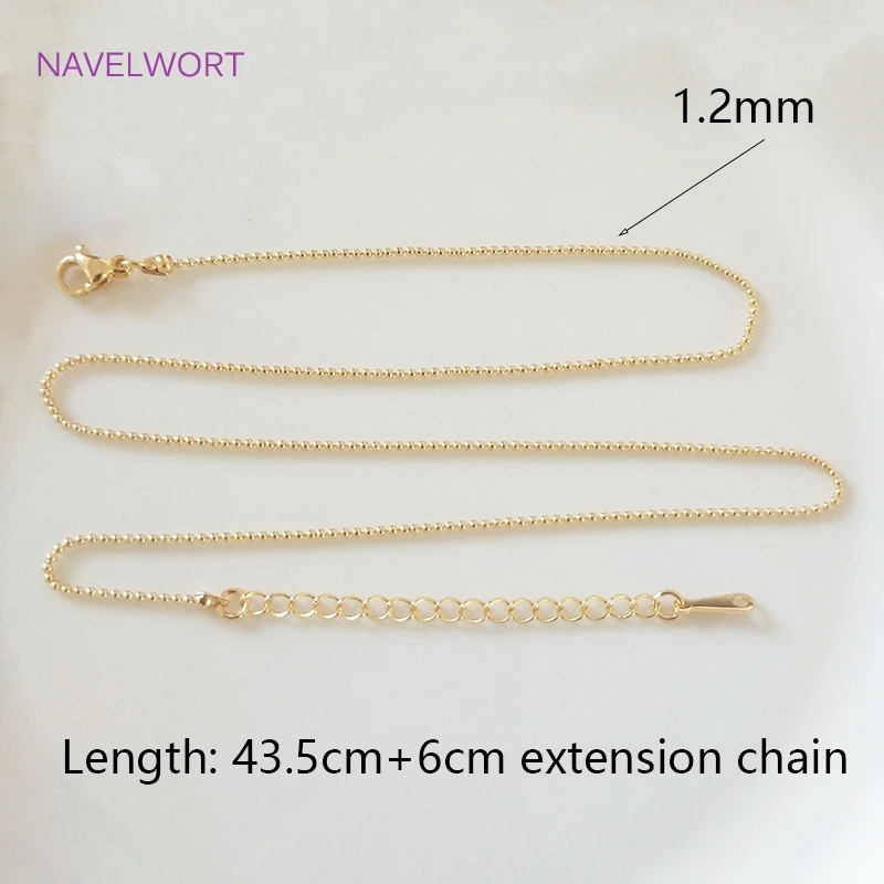 18K Gold Plated Ball Bead Necklace Chain With Lobster Clasps High Quality Thin Chain For DIY Pendant Jewelry Findings