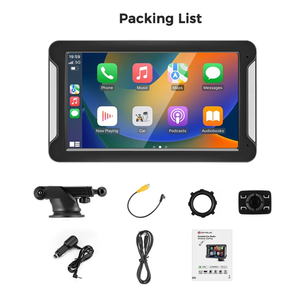 Universale 7 pollici autoradio lettore Video multimediale portatile Wireless Apple CarPlay Android Auto Touch Screen per BMW VW Benz OPEL