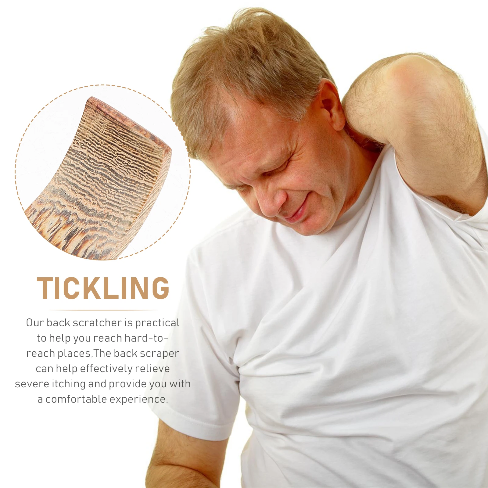 Arranhador traseiro de madeira suave, 2 peças, alça longa, ferramenta de alívio de coceira para corpo, ajuda portátil contra arranhões para idosos e mulheres grávidas