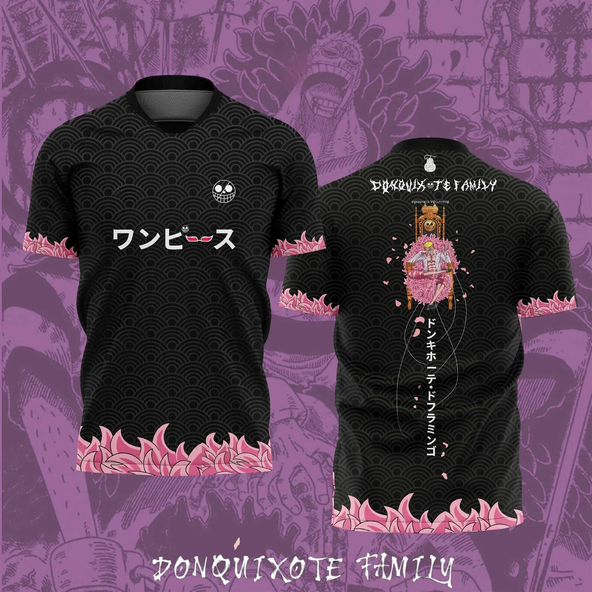 2026 One Piece Anime DONQUIXOTE FAMILY 3D Print Football Jersey for Men's Tshirt Summer Sports Shirt Casual Tees Kids/Adult Tops