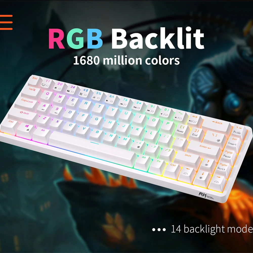 RKG68 Royal Kludge 68 Keys Wireless Mechanical Keyboard Tri-Mode Bluetooth 5.0/2.4G/USB-C RGB Backlit Hot Swap Gaming Keyboards