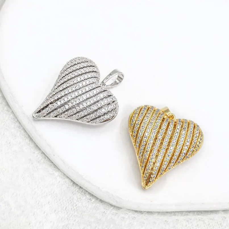 

1Pcs Her Cubic Zirconia Pendant Copper Plated Point Invisible Setting Approx 29.3x39mm Jewelry Special Gift For Women