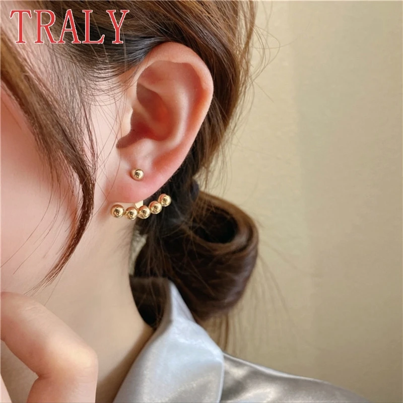 18K Gold Women's Studing Earrings White\Yellow Gold Colour Little Golden Bean Earrings High Quality Couples Jewelry Party Gift