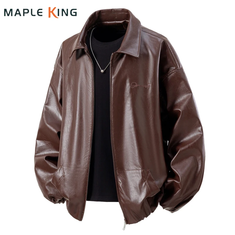 

Мужская куртка из искусственной кожи Chaquetas Vintage Hombre 2025 года в стиле стимпанк, пальто с вышивкой, дизайнерская мужская верхняя одежда Casaco Motociclista
