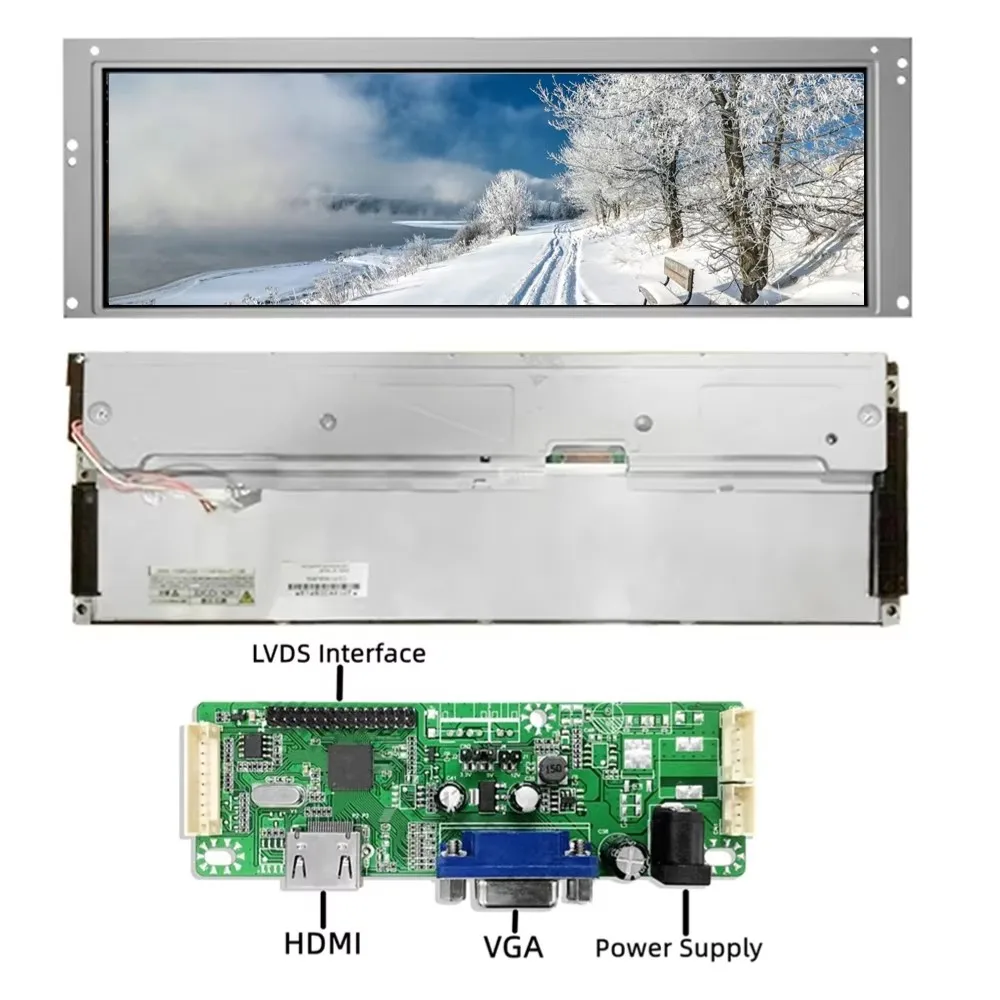 14.9 inch bar stretched lcd module 1280x390 screen LVDS HD-MI driver board dashboard advertising display panel LTA149B780F