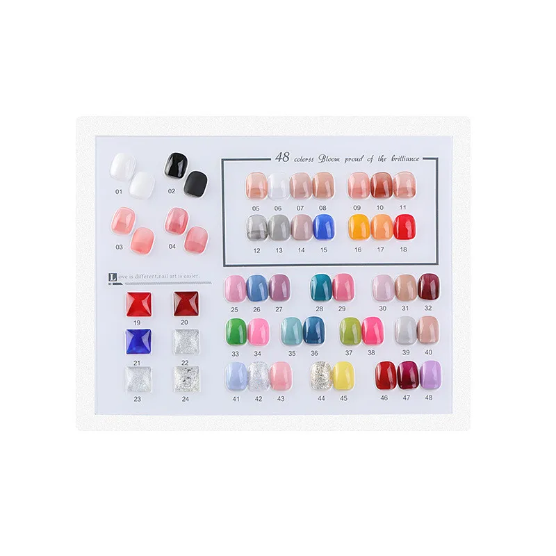 

48 Grids Nail Tip Color Display Card Board False Nail Showing Shelf with Fake Nails Manicure Template Tool Square Display Stand