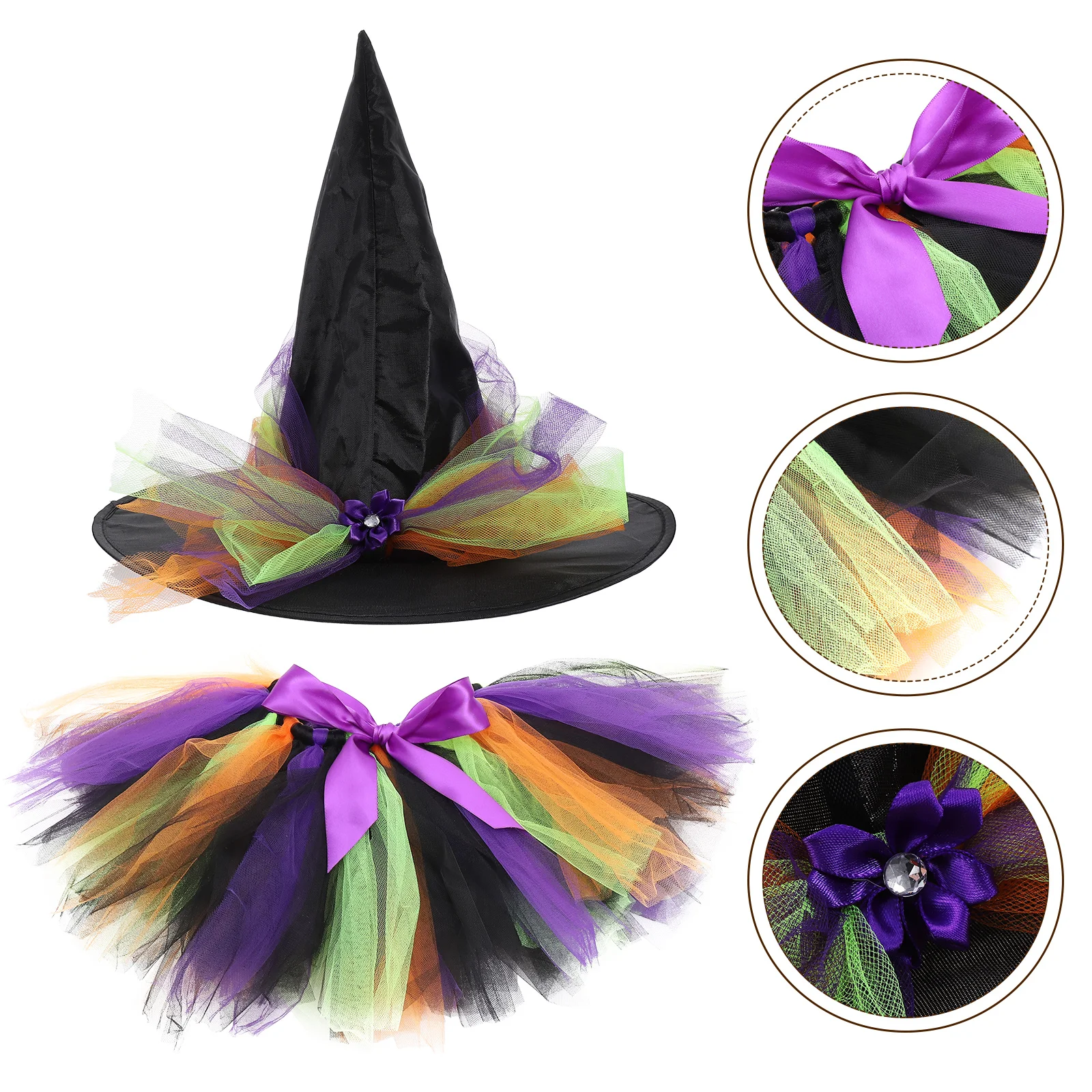 

Halloween Witch Costume Kids Skirt Set Purple Ribbon Hat 80 90cm Durable Reusable Festival Supplies Party Clothes