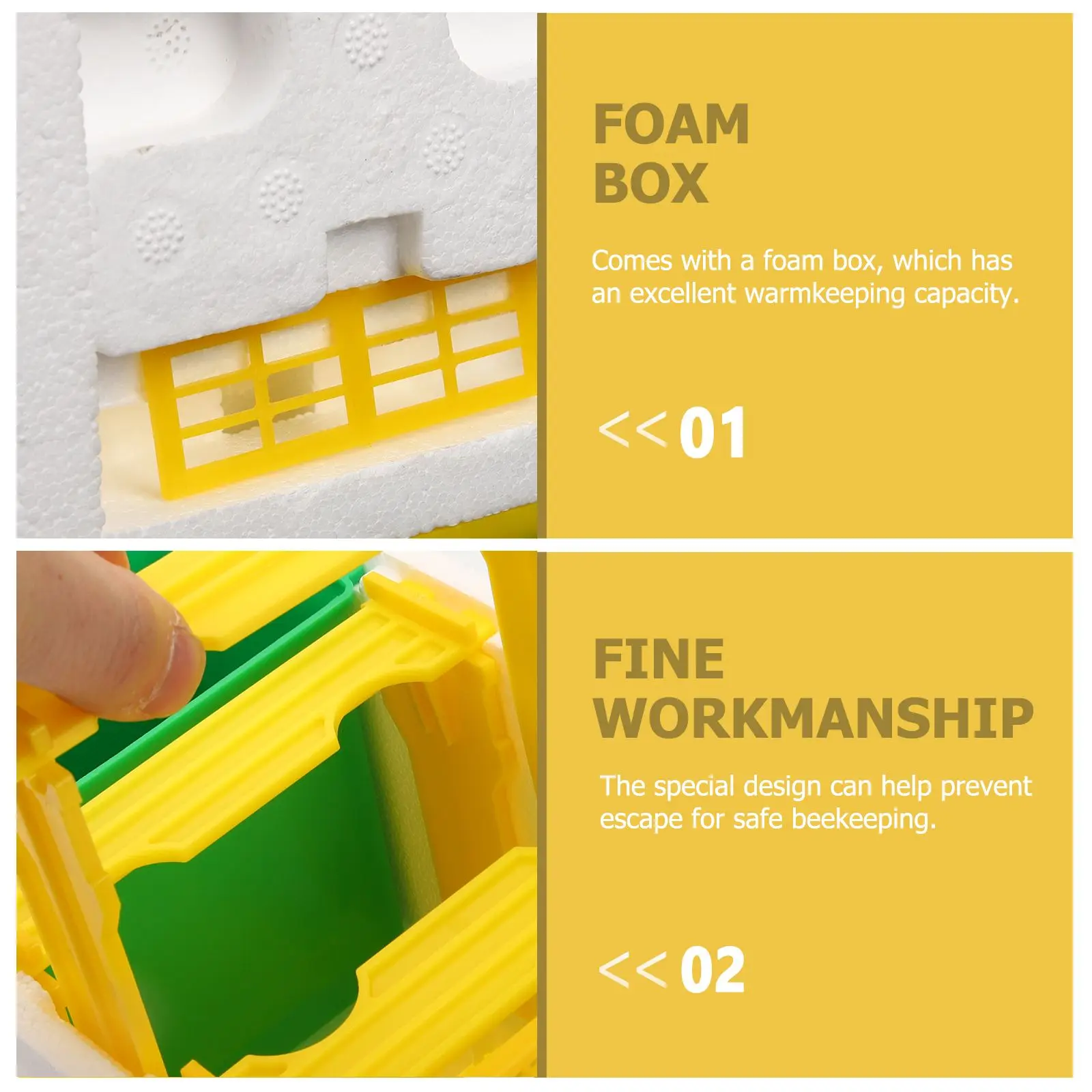 Caixa de polininação de colmeia, favo de mel, ferramenta de criação de abelhas, alimentador de plástico, leve, profissional, kit de apiário para jardim
