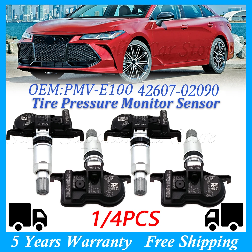 

1/4 шт. TPMS датчик системы контроля давления в шинах 433 МГц подходит для Toyota Avalon Camry 4Runner Corolla PMV-E100 42607-02090