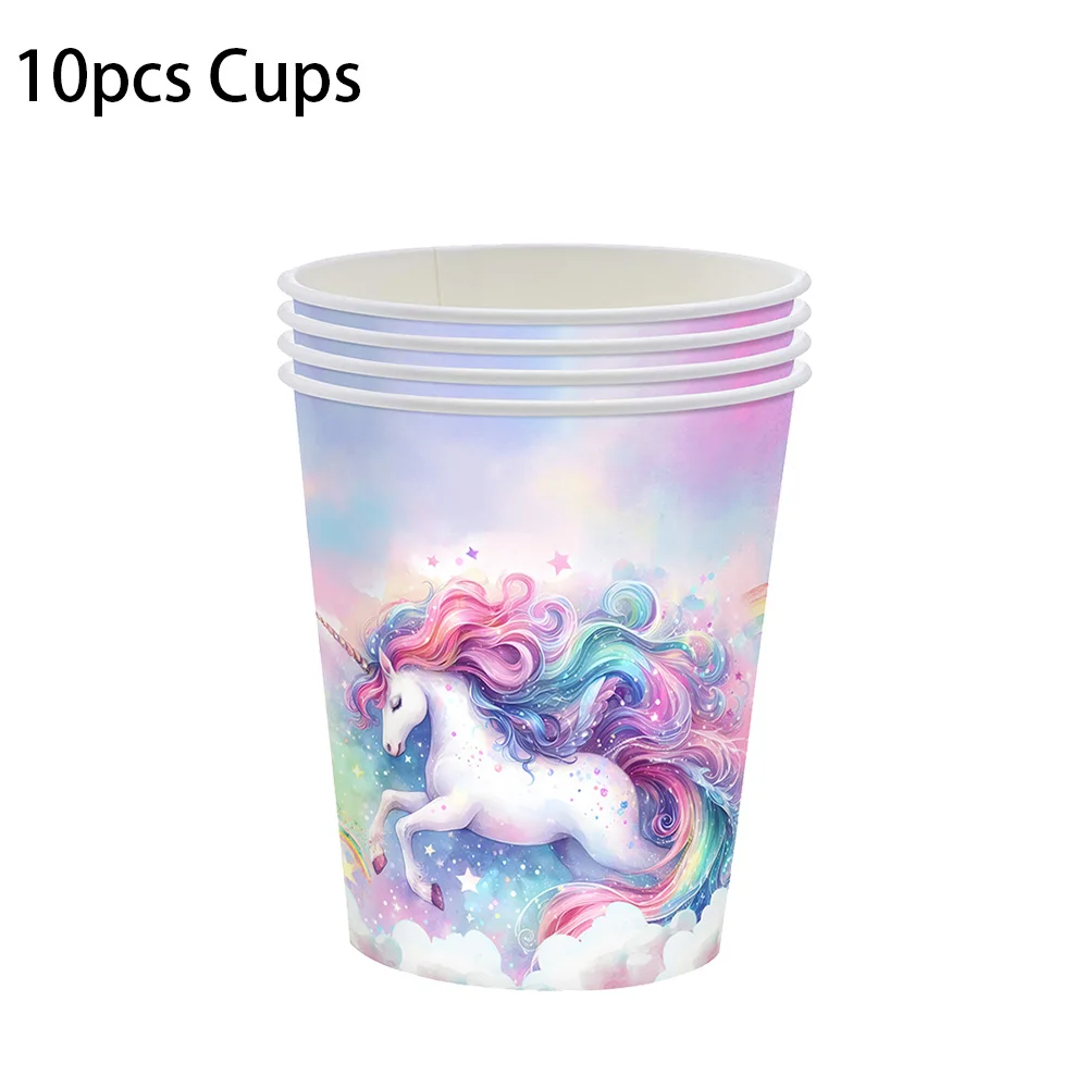 Unicorn Party Disposable Tableware paper cup Plate Napkin Unicorn Birthday Party Decor Kids Birthday Party Supplies Baby Shower view 4