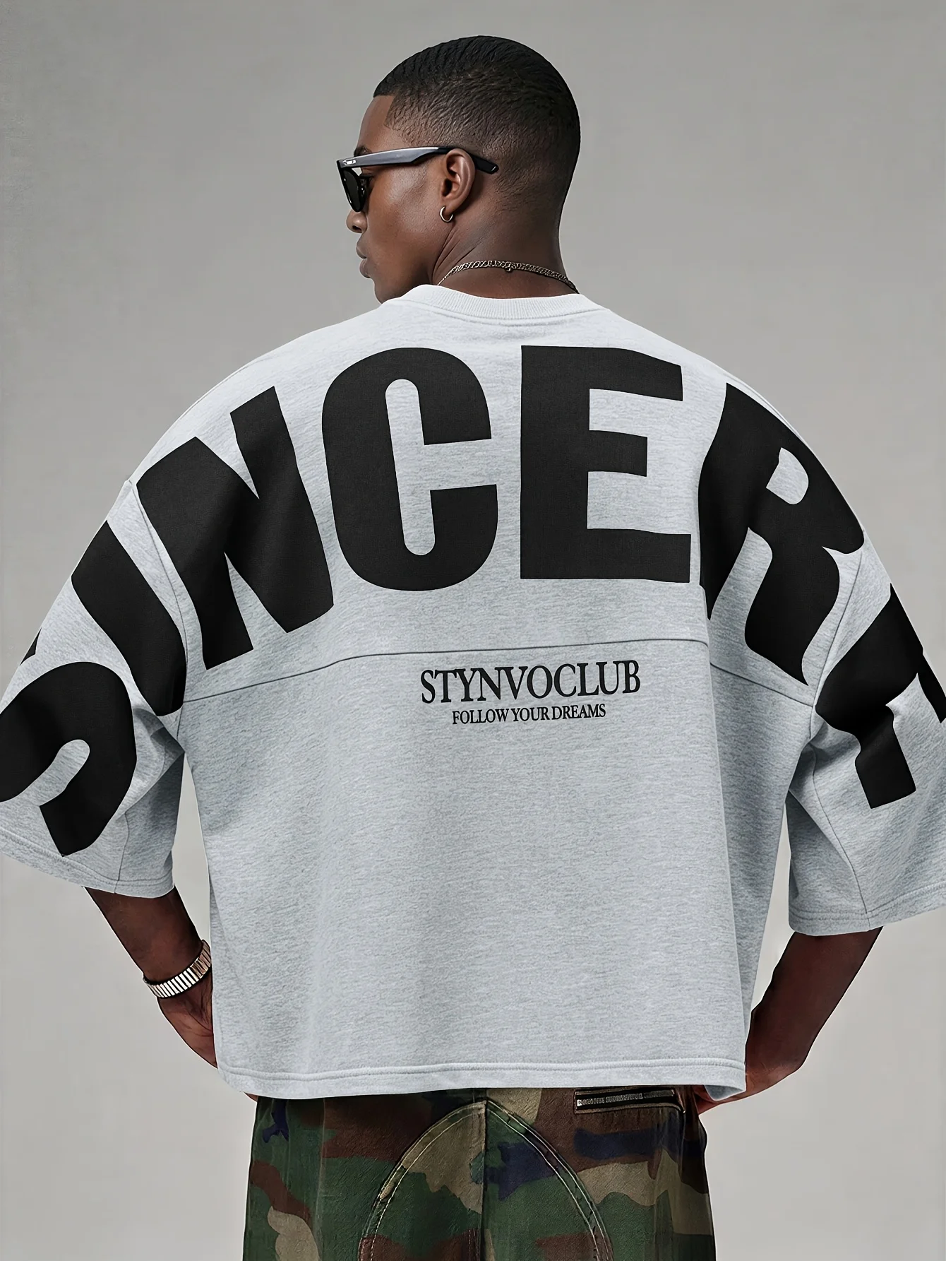 Men Summer Fashion Letter Print Crew Neck T‑Shirt, Casual Loose Short‑Length T‑Shirt