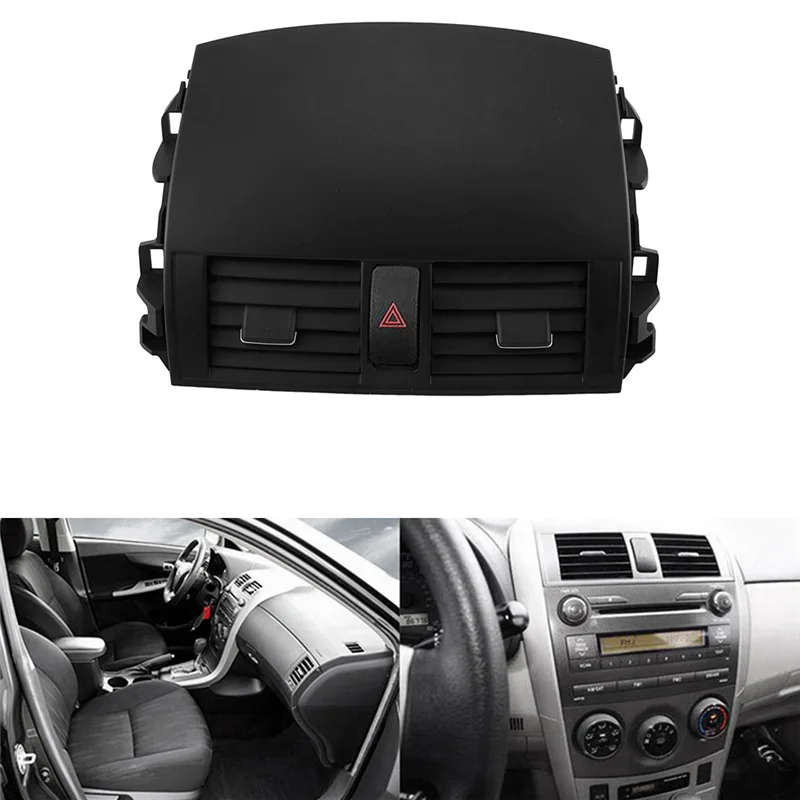 

1Set Car Center Dash A/C Outlet Air Vent Panel Emergency Button Trim Cover Strip for Toyota Corolla 2007-2013