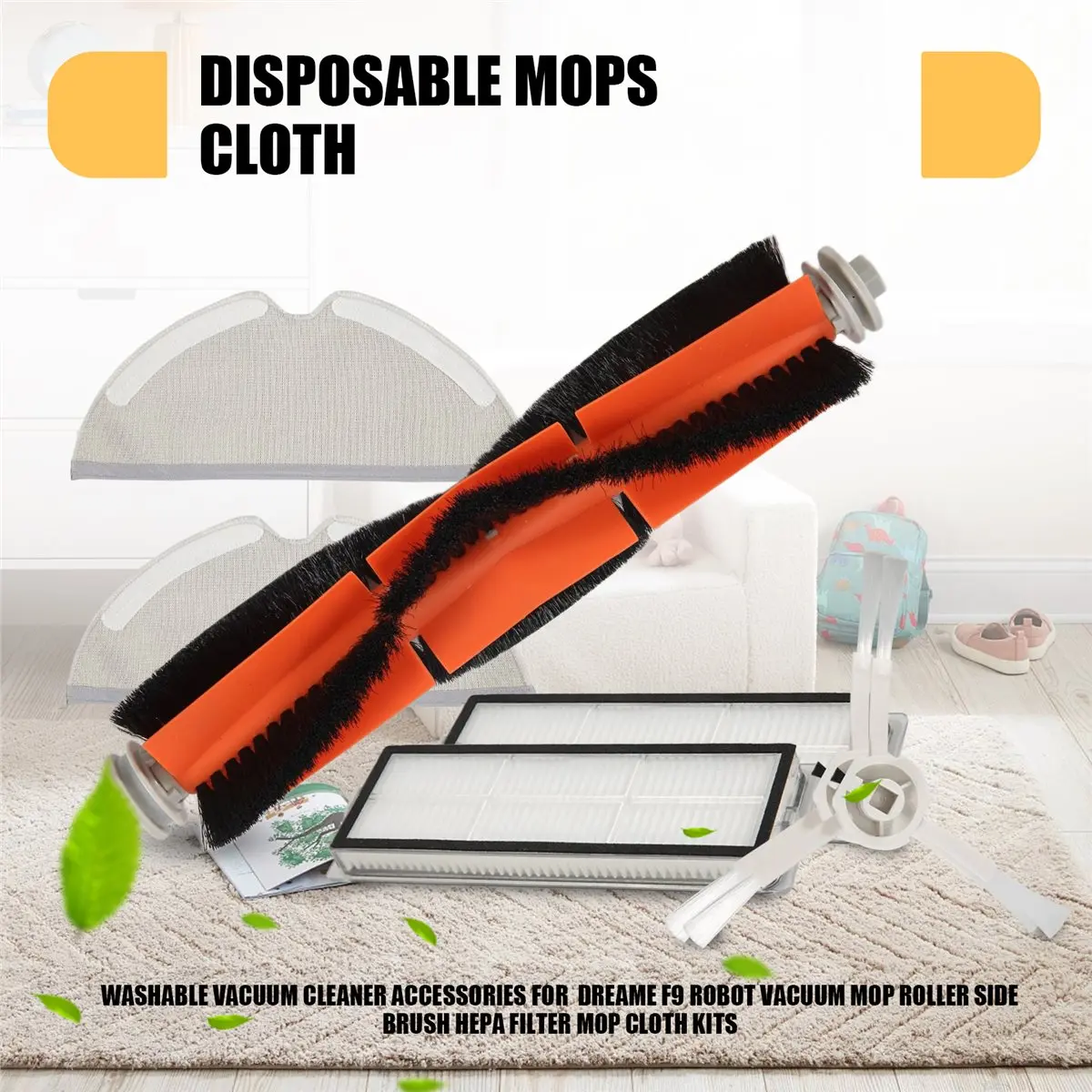2026 Trend-Washable Vacuum Cleaner Accessories for F9 Robot Vacuum Mop Roller Side Brush Hepa Filter Mop Cloth Kits
