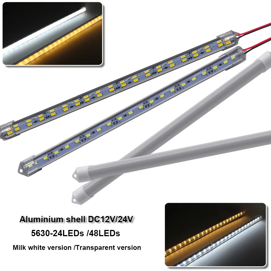 DC12V/24V 330X15mm ริ้วสายไฟอลูมิเนียมแข็งแข็งเปลือกโคมไฟ IP65ลูกปัด5630 LED สำหรับ DIY