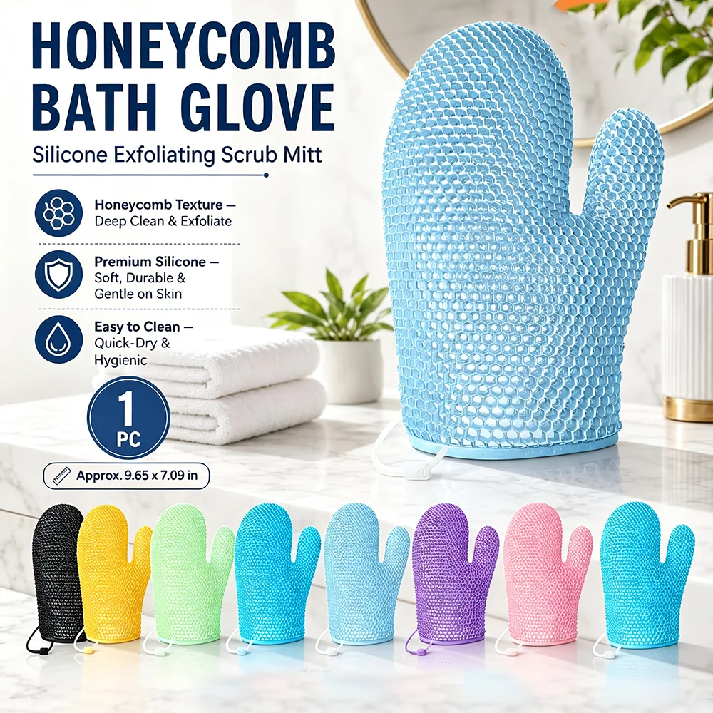 TPU bath gloves with hanging loop available in multiple colors, gentle exfoliation, bath massage gloves, a magical tool for bathing