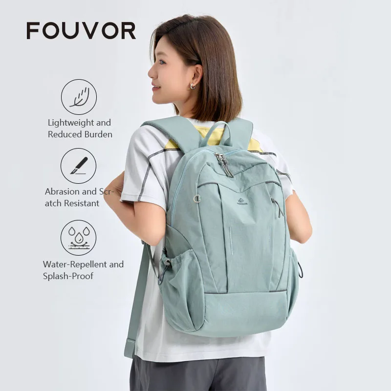 Fouvor Women's Large Backpack Lightweight Waterproof Student School Backpacks Fashion Nylon Wear-resistant Hiking Bags 3073-03