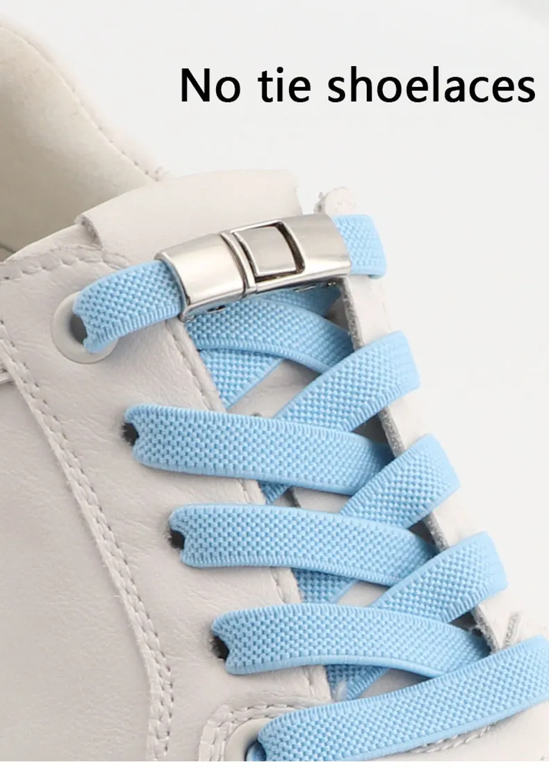 Schuhbänder ohne Schnürsenkel, mit Druckverschluss, zum Anziehen, flache, elastische Schnürsenkel für Kinder- und Erwachsenenschuhe, Zubehör. – Detail 2