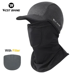 WEST BIKING Summer Cycling Headwear Face Cover With Filter Men Women Ice Silk Anti-UV Sports Fishing Running Balaclava Cap