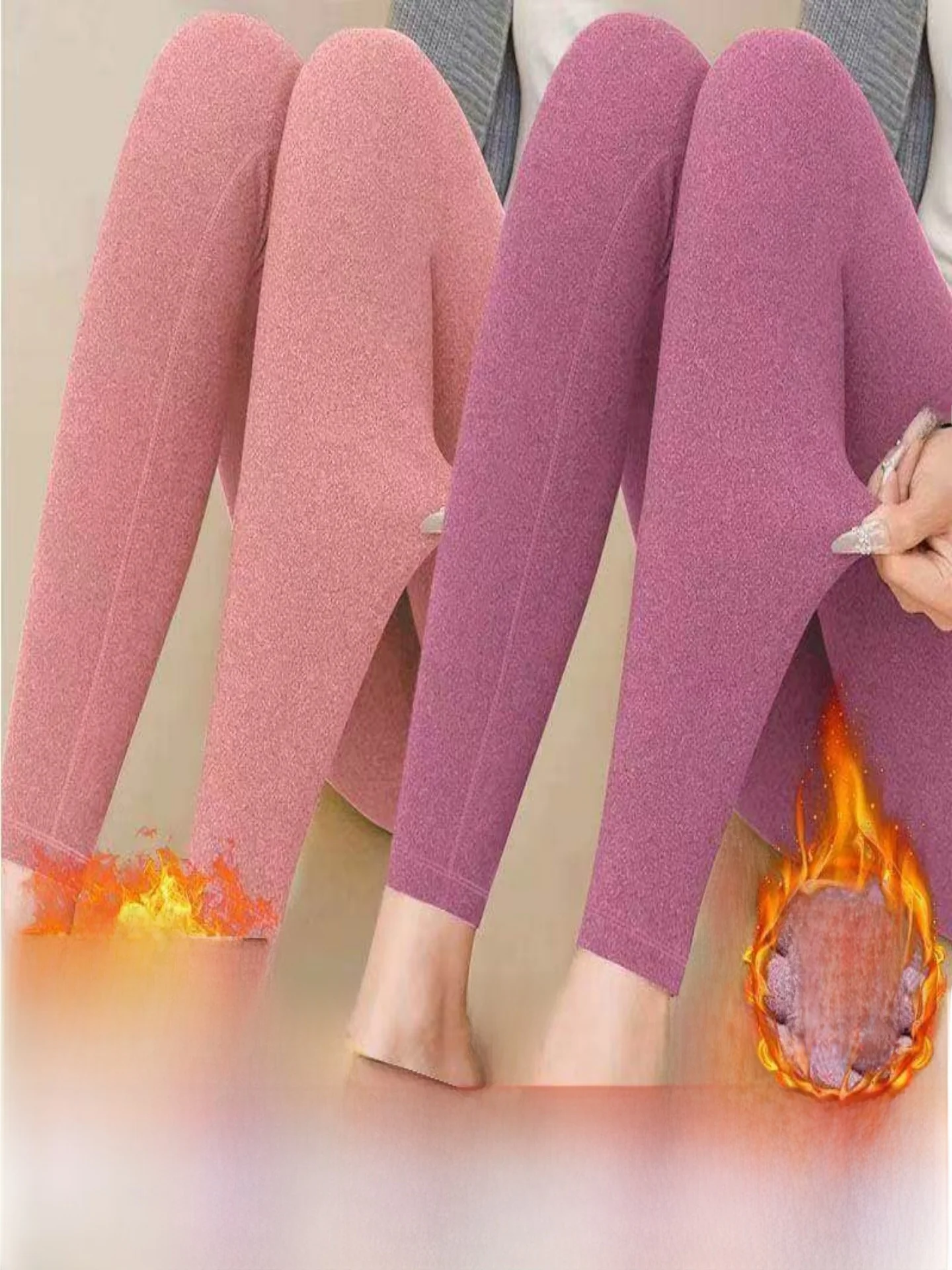 Double-Sided Skin-Friendly Fleece-Lined Mid-High Waist Autumn Winter Pure Color Sweatpants Comfortable Brushed Thermal Trousers