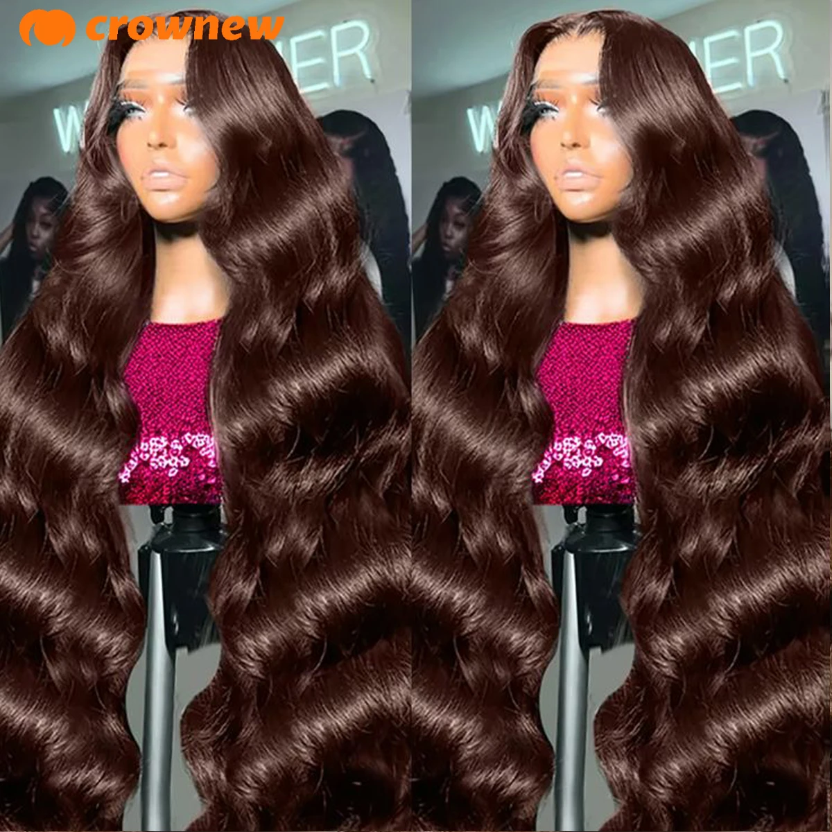 

Brown Human Hair Wig Body Wave Lace Front Wig 13X4 13x6 HD Lace Frontal Wig 200% Pre Plucked #4 Chocolate Brown Lace Front Wigs