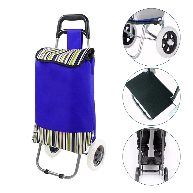 Portable Grocery Shopping Cart with Wheels Durable Shopping Trolly Tugboat Shopping Cart Travel Shopping Luggage Carts Household