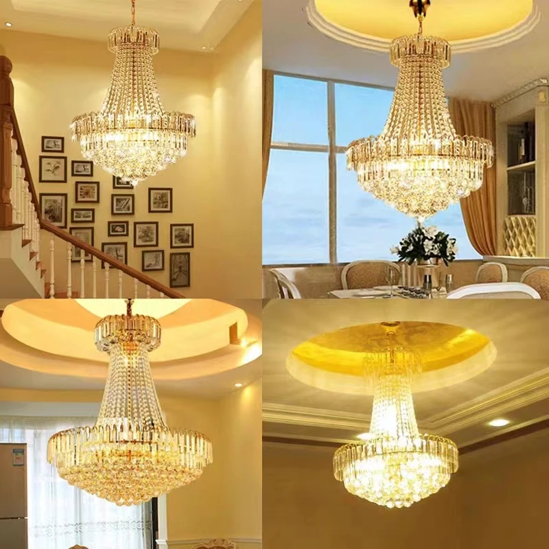 

Free shipping Gold modern Crystal chandelier light Upscale Royal Crystal Ceiling Lustre crystal Pendant Lamps