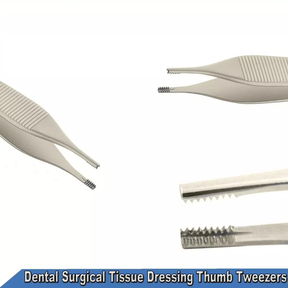 1 Piece Dental Medical Tweezers Dental Adson Brown Tissue Tweezer 12 cm Serrated Tip Implant Surgical Tools Straight Tip