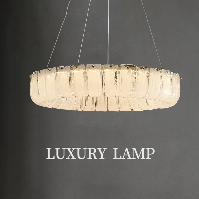 Luxury cloud Crystal Glass Chandelier led ring lamp minimalist Modern dining room Home Decor Villa Duplex Hall high hanging lamp
