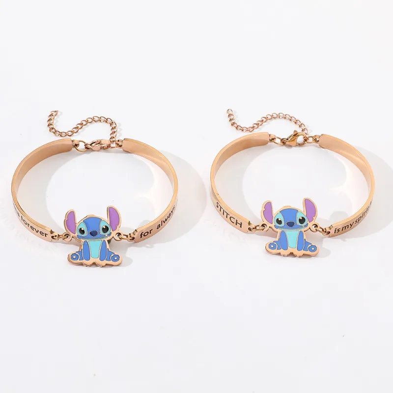 

Stitch Bracelet Disney Cartoon Anime Character Cute Adjustable Stainless Steel Rose Gold Exquisite Premium Jewelry Birthday Gift