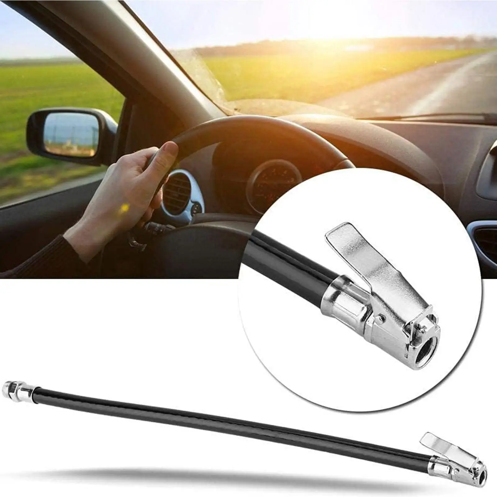 Manguera infladora de aire para neumáticos de coche, adaptador de tubo de extensión de bomba inflable, conexión de aire para neumáticos giratorios, bicicleta y motocicleta