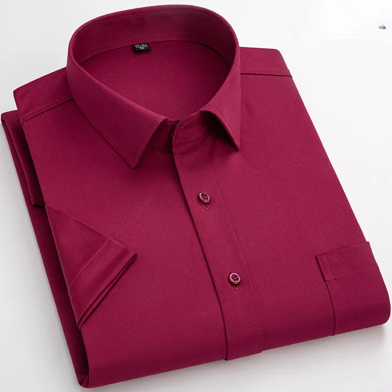 New in shirt thin summer short sleeve shirts for man shirt slim fit formal plain shirt anti-wrinkle office white black clothes