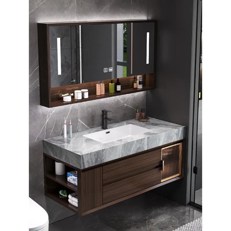 

bathroom cabinet combination, solid wood bathroom slate integrated washbasin, washbasin cabinet