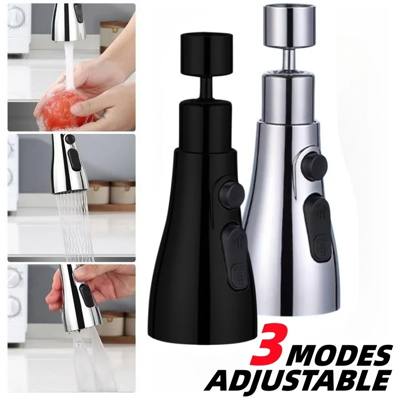 360° Rotating Faucet Aerator Sink Sprayer Three-Position Adjustable Kitchen Sink Tap Head Water Saving  Nozzle Faucet Attachment