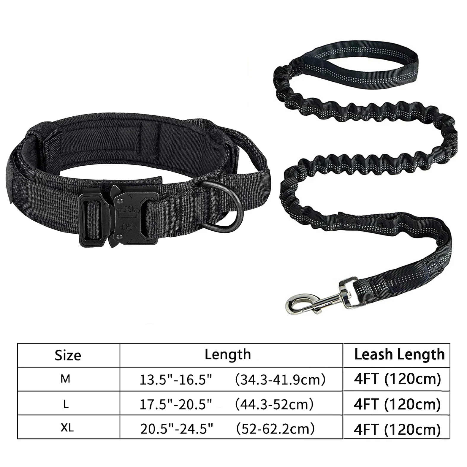 Tactical Dog Collar Leash Set Heavy-duty Military Dog Collar with Handle and Metal Buckle for Small Medium Large Dogs Necklace view 2