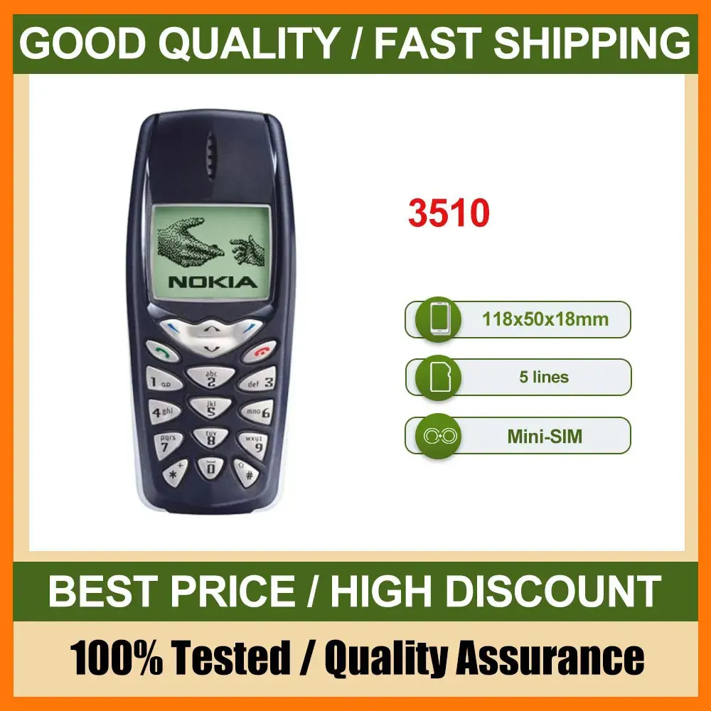 هاتف محمول أصلي 3510 مصنوع في فنلندا يدعم اللغة الإنجليزية بحالة جيدة