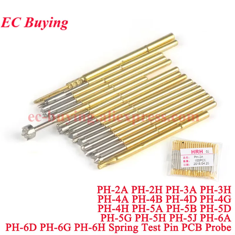 2-20 pezzi sonde di contatto per test PH-2A/2H/3A/3H/4A/4B/4D/4G/4H/5A/5B/5D/5H/5J/6A/6D/6G/6H sonda per test a molla retrattile Pogo Pin