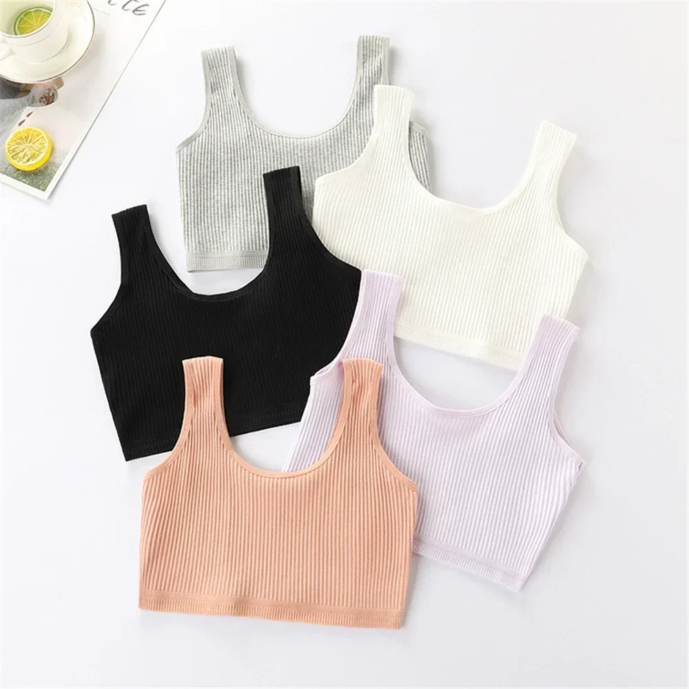 Morbido cotone bambini ragazze biancheria intima bambini ragazza tinta unita gilet reggiseno canotta Crop Top per ragazza 9-16 anni Top per ragazze