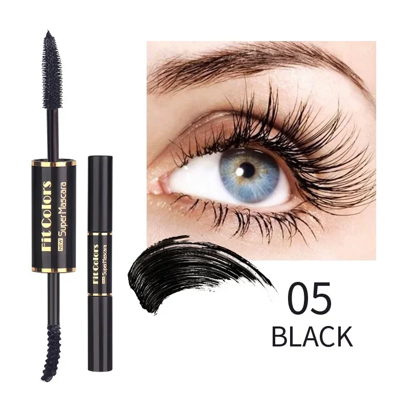 Mascara waterproof 4D à double tête et séchage rapide, maquillage cosmétique pour extension de cils naturels, disponible en bleu, violet, blanc et noir